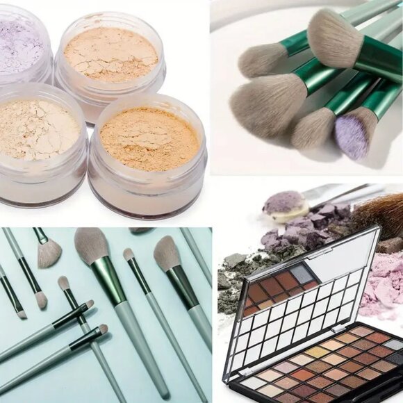 13pcs Green Makeup Brush Set Women's Makeup Goat Hair Tools Professional - Picture 6 of 9